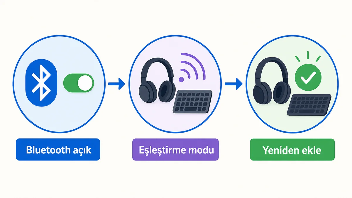 Windows 11 Bluetooth eşleştirme sorunları için bağlantı denetim akışı