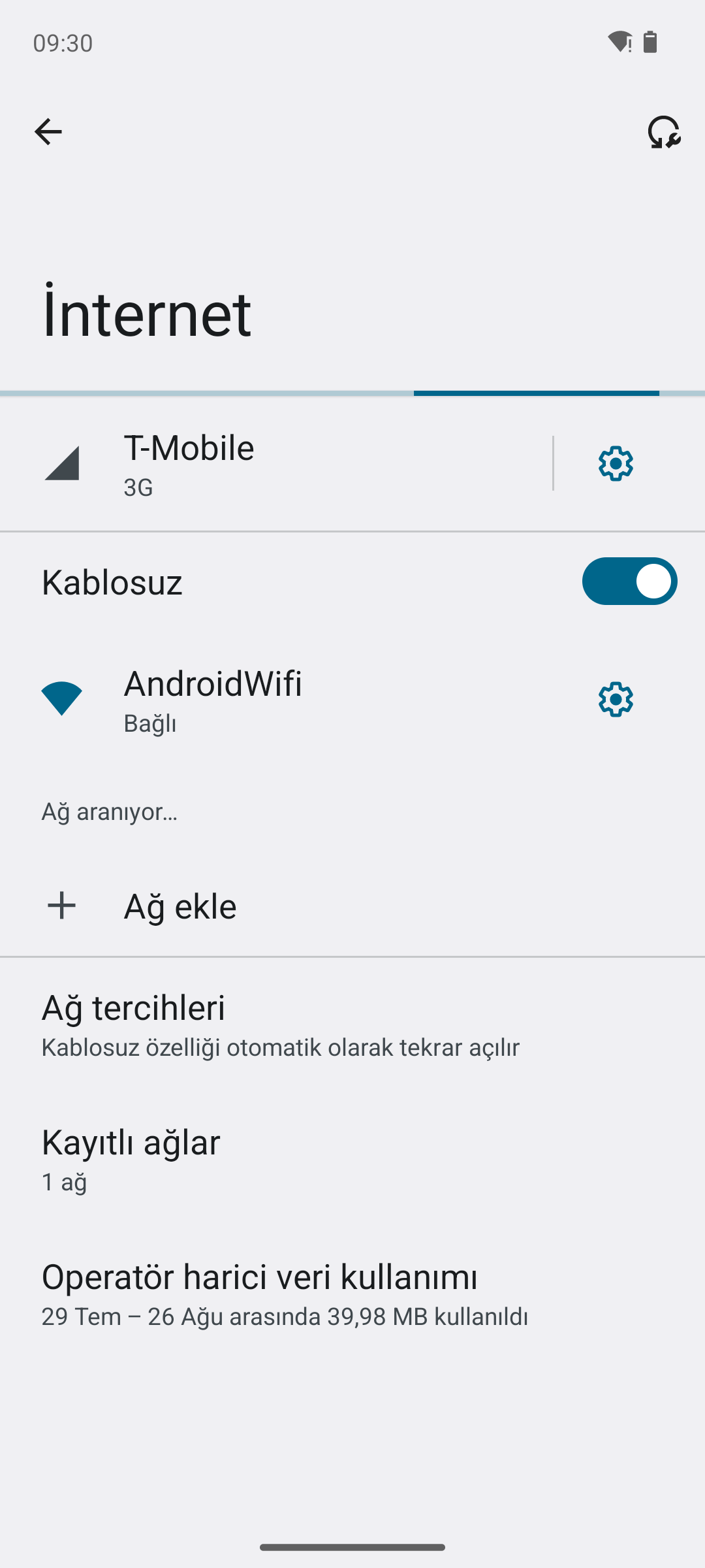 Android kablosuz ağ listesi
