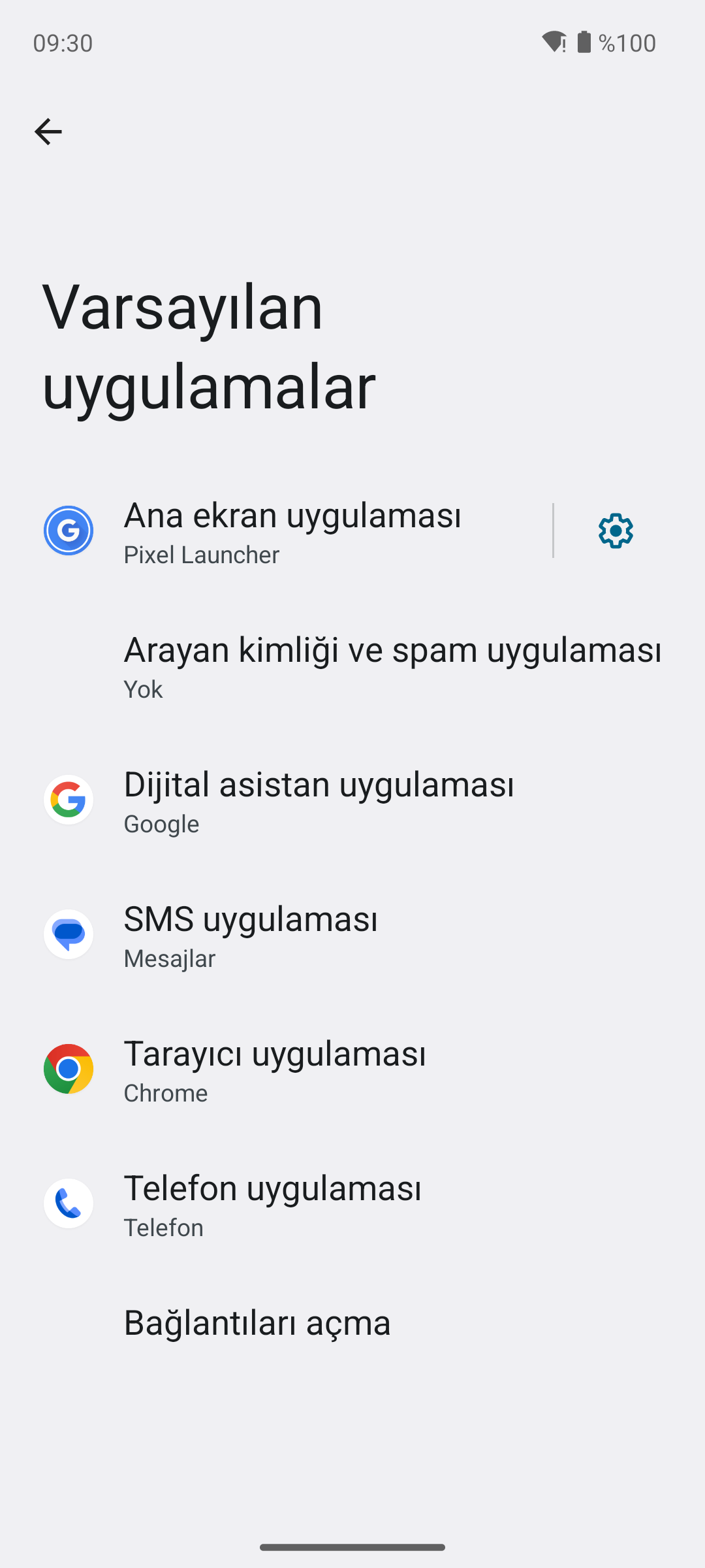Android varsayılan uygulamalar listesi