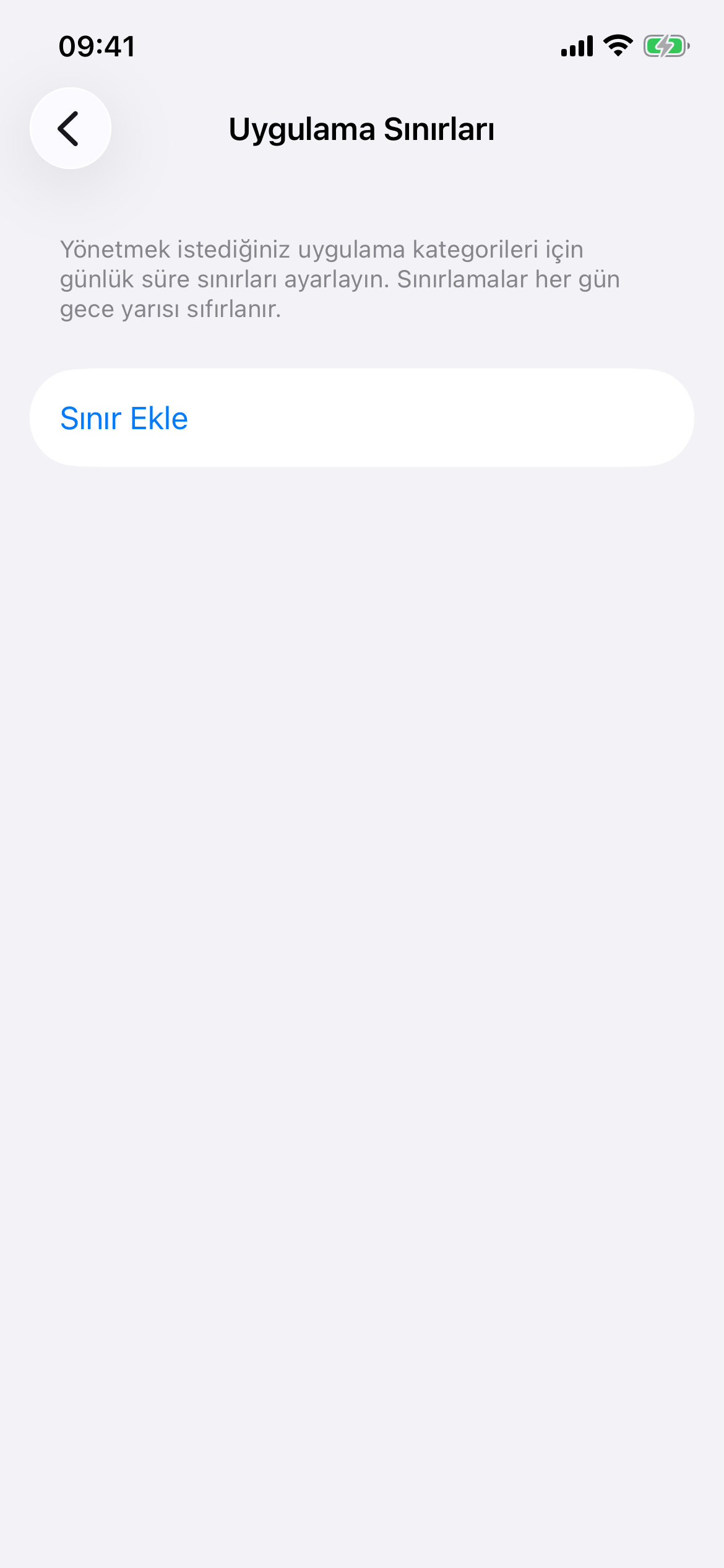 iPhone Uygulama Sınırları ekranı